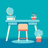 flat design illustration of workspace desk vector
