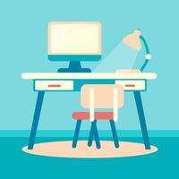 flat design illustration of workspace desk vector