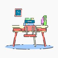 flat design illustration of workspace desk vector