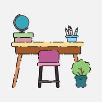 flat design illustration of workspace desk vector