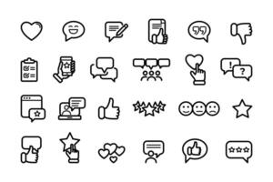 Simple Set of Testimonials Related Line Icons. Contains such Icons as Customer Relationship Management, Feedback, Review, Emotion symbols and more. vector