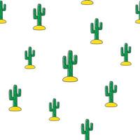 seamless pattern with tropical cactus on white background. vector