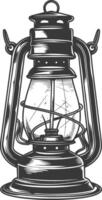 Vintage lantern pendant lamp industrial style full with engraving style black color only vector