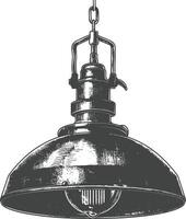 Vintage hanging lamp industrial style full with engraving style black color only vector