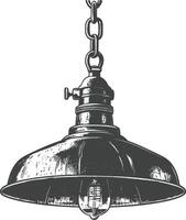 Vintage hanging lamp industrial style full with engraving style black color only vector