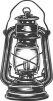 Vintage lantern pendant lamp industrial style full with engraving style black color only vector