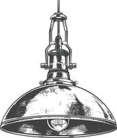 Vintage hanging lamp industrial style full with engraving style black color only vector