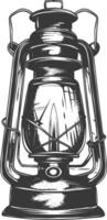 Vintage lantern pendant lamp industrial style full with engraving style black color only vector