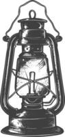 Vintage lantern pendant lamp industrial style full with engraving style black color only vector