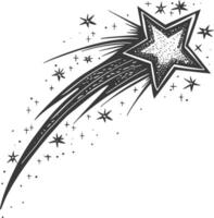 shooting star with engraving style black color only vector
