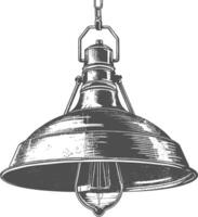 Vintage hanging lamp industrial style full with engraving style black color only vector
