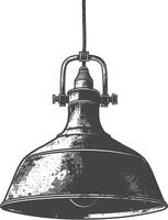 Vintage hanging lamp industrial style full with engraving style black color only vector