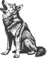 wildlife with engraving style black color only vector