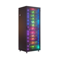 Rack of Servers in Data Centers in Neon Light on Transparent Background png