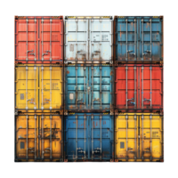 Stack of Shipping Containers on Transparent Background png