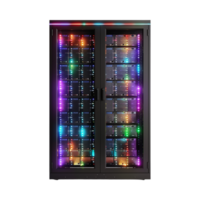 Rack of Servers in Data Centers in Neon Light on Transparent Background png