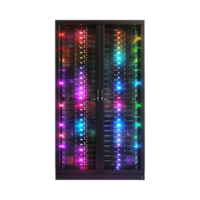 Rack of Servers in Data Centers in Neon Light on Transparent Background png