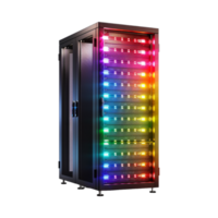 Rack of Servers in Data Centers in Neon Light on Transparent Background png