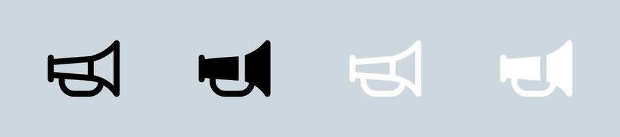 Horn icon set in black and white. Trumpet signs illustration. vector