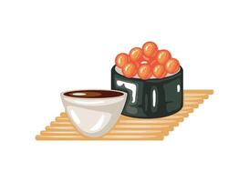 sushi and soy sauce vector