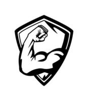 gym emblem strong arm vector