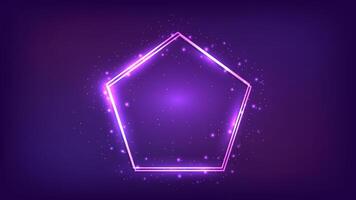Neon double frame with shining effects vector