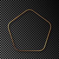 Gold glowing rounded pentagon frame with shadow vector