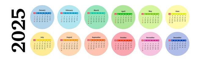 Calendar for 2025 isolated on a white background vector