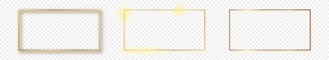 Gold glowing rectangular shape frame vector
