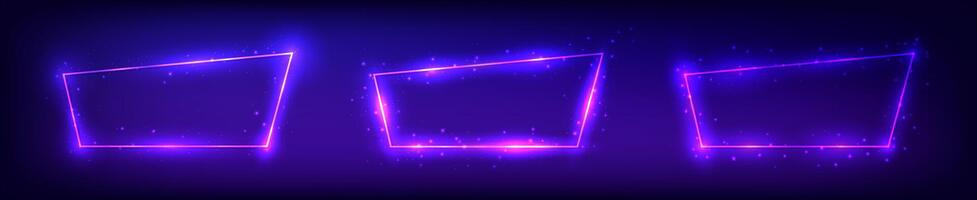 Set of neon frames with shining effects vector
