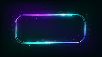Neon double rounded rectangular frame vector