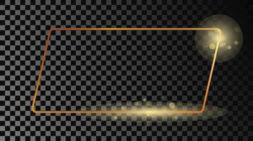 Gold glowing rounded rectangular shape frame vector