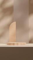 3d render mockup template terrazzo podium in portrait with glass wall backdrop photo