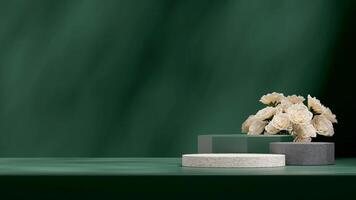 3d rendering template mockup texture concrete and terrazzo mockup in landscape with white rose photo