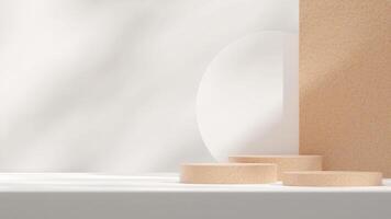 Minimal terrazzo texture podium 3d rendering mockup scene in landscape with white circle backdrop photo