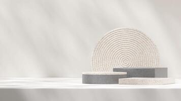Geometrical shape backdrop 3d rendering terrazzo and concrete podium in landscape with shadow photo