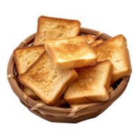 White Bread in a Basket on Transparent Background png