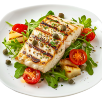 Grilled Fish in a Plate on Transparent Background png