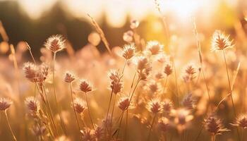 a field of grass with the sun shining through it photo