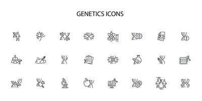 Genetics icon set..Editable stroke.linear style sign for use web design,logo.Symbol illustration. vector