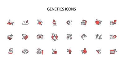 Genetics icon set..Editable stroke.linear style sign for use web design,logo.Symbol illustration. vector