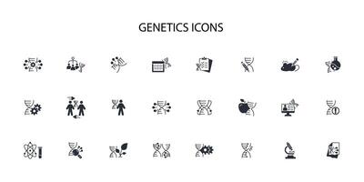 Genetics icon set..Editable stroke.linear style sign for use web design,logo.Symbol illustration. vector
