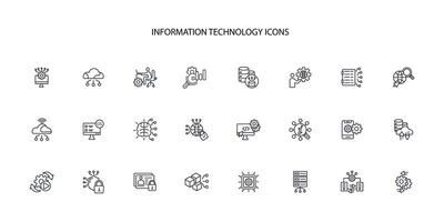 Information Technology icon set..Editable stroke.linear style sign for use web design,logo.Symbol illustration. vector
