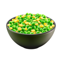 Green Peas and Sweet Corn in a Bowl on Transparent Background png