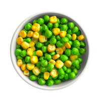 Green Peas and Sweet Corn in a Bowl on Transparent Background png
