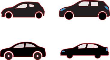 large set of vehicle silhouettes. set illustration of simple deformed various types of car icons pictograms vector
