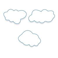 Clouds Bule outline art icon Storage solution element databases networking software image cloud and meteorology concept line art illustration isolated on white background vector