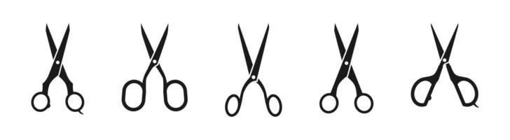 Scissors silhouette icon set. Scissor flat icons. vector