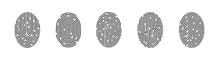 Fingerprint icon set. Finger prints linear icons. vector