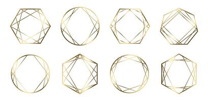 Golden geometric frames set. Gold frame blank template collection. vector